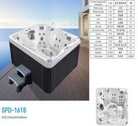 Spa extérieur pour 4 personnes, bain à remous en acrylique, baignoire de massage avec commande Bluetooth, 35 jets, désinfectant à l'ozone