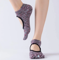 Chaussettes de yoga antidérapantes personnalisables avec logo, chaussettes de sport à compression, chaussettes à cinq doigts pour femmes