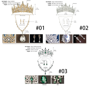 OEM Superior Emerald <strong>Crown</strong> Earring Necklace Three Piece Set Delicate Shiny Luxury Tiaras Large <strong>Customizable</strong> Rhinestone <strong>Crown</strong> - Product Image 4