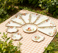 Vaisselle jetable écologique Lanweier en papier moderne, en gros, pour fêtes, anniversaires, pique-niques, assiettes de forme spéciale