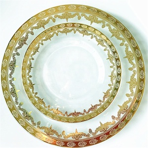 Boda, fiesta elegante borde <span class=keywords><strong>de</strong></span> oro copas <span class=keywords><strong>de</strong></span> vino <span class=keywords><strong>y</strong></span> plato - Product Image 5