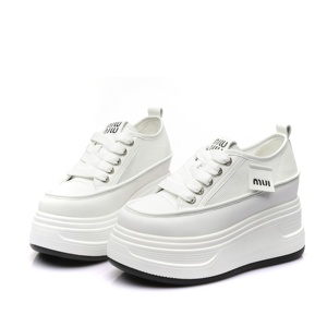 Baskets montantes à lacets en maille à talon haut, semelles épaisses et souples, plateforme rehaussante, chaussures décontractées pour femmes - Product Image 1