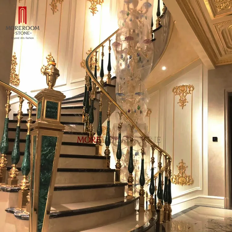 Luxus Innen architektur Villa in Dubai Malachit Stein Treppe Handlauf Säule