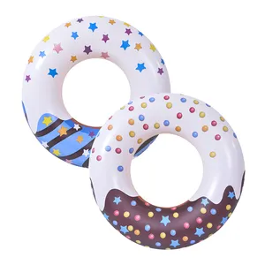 Hot Selling Brown Pink Blue Colorful Donuts Pool Floats Kids Adults Inflatable Swim Buoy Donut Floating Swimming Ring