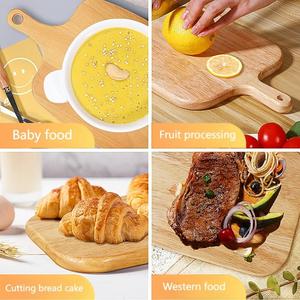 Assiettes rectangulaires en bois de caoutchouc personnalisées en gros avec poignées pour le pain, la pizza et les aliments pour bébés - Product Image 4