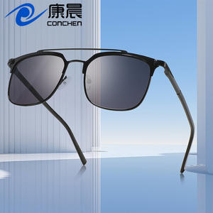 แว่นกันแดดโลหะแบบครอสบอร์เดอร์ กรอบสีดำ เลนส์พีซี ป้องกันรังสียูวี 400 สำหรับผู้หญิง แฟชั่นสำหรับการเดินทาง สไตล์การขับขี่ - Product Image 3