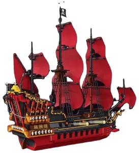 DK6002大型组装积木电影加勒比女王安妮复仇帆船模型