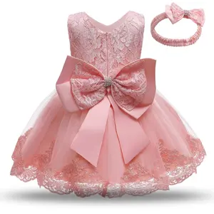 Abito personalizzato per bambini con ricamo in pizzo per bambine e fiori abito festa di compleanno principessa formale per bambini abiti estivi senza maniche