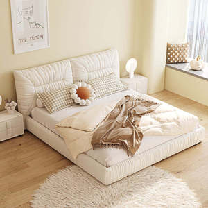 Nuovo Letto di Design Creativo <span class=keywords><strong>Bao</strong></span> <span class=keywords><strong>Tou</strong></span>, Lussuoso e di Alta Gamma, Rivestito in Pelle, con Gambe in Acciaio Inossidabile, Moderno Letto in Legno Misura King/Full - Product Image 2