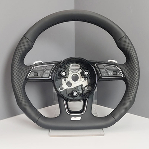 Volant chauffant haute performance en carbone brillant, Alcantara et bois, avec poignées ergonomiques, compatible <span class=keywords><strong>Audi</strong></span> TT TTRS R8 SQ RSQ <span class=keywords><strong>E</strong></span>-<span class=keywords><strong>Tron</strong></span> <span class=keywords><strong>GT</strong></span> - Product Image 1