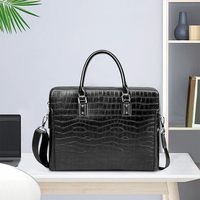 Vente en gros d'usine de porte-documents de luxe antivol pour ordinateur portable couleur noire avocat pour hommes sac à main motif crocodile pour homme pour voyage d'affaires