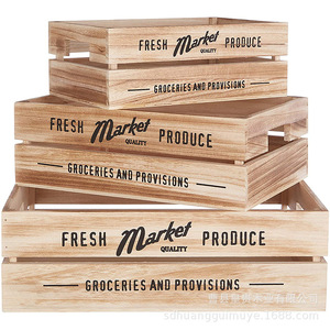 Market Produce Wooden Storage Box Medium Size <b>Stackable</b> Rectangle Natural Wood Color Household Organization - Product Image 2