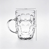 Verre à bière transparent gaufré avec poignée, promotionnel, pour bière, cocktail, chocolat chaud, compatible lave-vaisselle, écologique, pour bar à domicile, usage quotidien