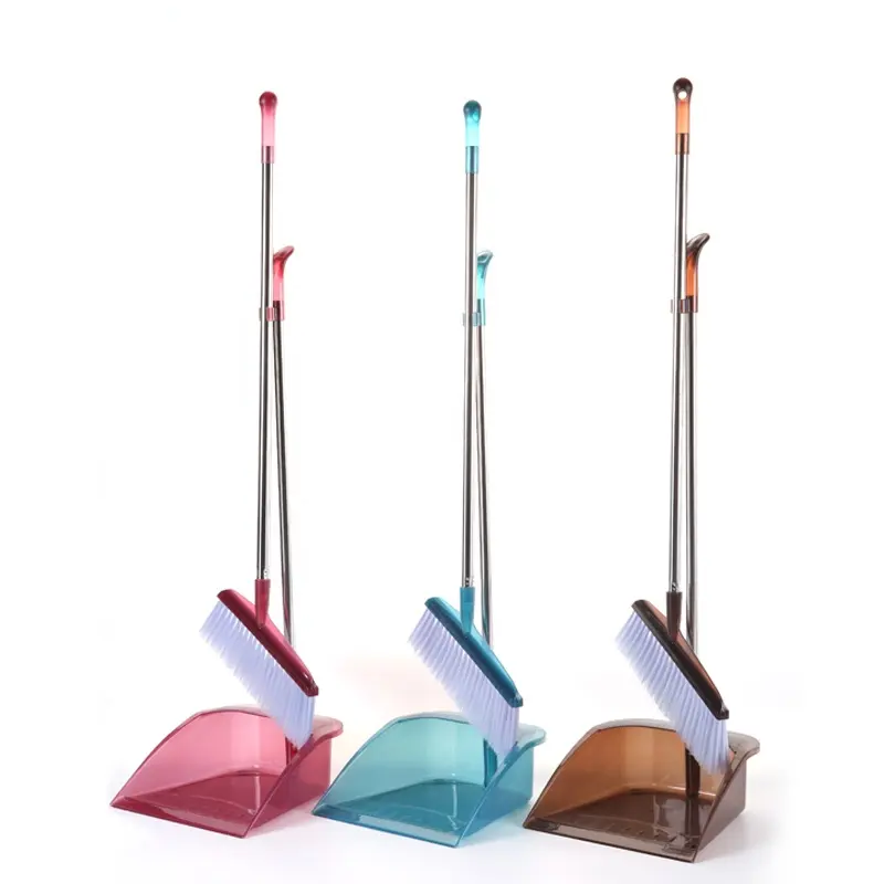 Eco-friendly Household Cleaning Long Handle Dustpan Plastic Cleaning Soft And Broom Set