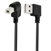 Kabel Transfer Data Printer USB 2.0 Tipe-A Male ke Male 90 Derajat Bersudut dengan Jaket PVC Terlindung dan Konduktor Tembaga Berlapis Timah