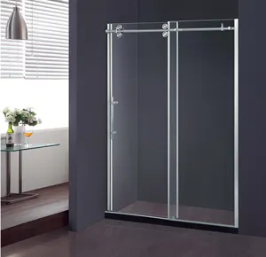 2023 Moderne Luxus-Badezimmer-Dusch tür Rahmenlose Dusch wand aus gehärtetem Glas Schiebe dusch tür