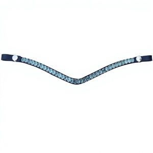 Correa de cuero hecha a mano para caballo, con una sola fila de cristales brillantes, accesorio decorativo para la cabeza para equitación inglesa. - Product Image 1