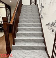 Carreaux de porcelaine rectangulaires gris marbré veiné brillant pour escaliers intérieurs, antidérapants, pour salle de bain, hôtel, villa, vente en gros