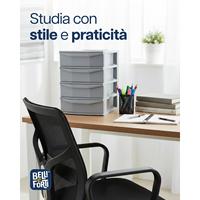 Unité de rangement de bureau empilable minimaliste Pratika PP à 4 tiroirs, blanc, 380x285x417mm, moulé par injection