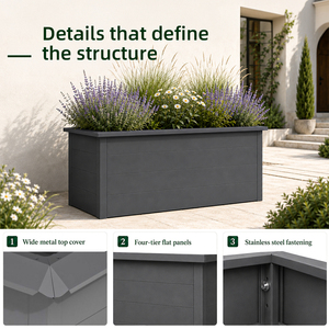 SEEYES Custom Gray Rectangular Galvanized Metal <b>Planter</b> Box Outdoor Large Flower Pot Commercial Garden Factory - Product Image 4