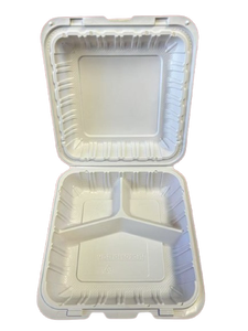 Contenitore per Alimenti Minimalista a 3 Scomparti con Coperchio a Cerniera, Serie Mfpp 9x9, in PP Bianco, Adatto al Microonde, per Asporto e Conservazione - Product Image 3