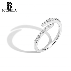 Wholesale Custom Minimalist Korean 925 <strong>Sterling</strong> <strong>Silver</strong> Lab Grown Zircon Wrap <strong>Ring</strong> Fine Jewelry <strong>Adjustable</strong> <strong>Rings</strong> for Girls - Product Image 3