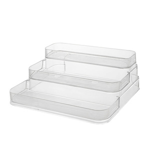 Transparent Acrylic Three Tier Cosmetic Organizer With <b>Drawers</b> For Desk Makeup <b>Storage</b> Modern Style <b>Plastic</b> Container - Product Image 5