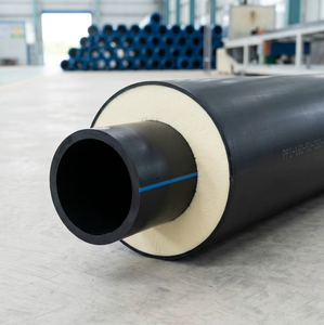 Tuyau HDPE pré-isolé avec <span class=keywords><strong>isolation</strong></span> <span class=keywords><strong>thermique</strong></span> <span class=keywords><strong>en</strong></span> mousse de polyuréthane PU et gaine extérieure <span class=keywords><strong>en</strong></span> HDPE pour eau réfrigérée souterraine - Product Image 1
