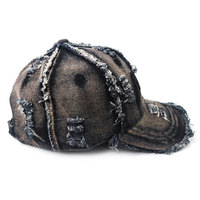 Sombrero de mezclilla desgastado vintage Gorra de béisbol rasgada de mezclilla lavada personalizada Clip ajustable para ajuste universal