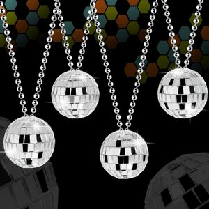 Colliers pendentifs boule <span class=keywords><strong>disco</strong></span> miroir en argent pailleté pour soirée <span class=keywords><strong>disco</strong></span> des années 70 et 80 pour déguisement de <span class=keywords><strong>femme</strong></span> Accessoires d'habillage - Product Image 2