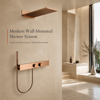 Robinet de douche mural contemporain en laiton brossé avec jets de pluie et de massage, et modes de pulvérisation doux – Fabrication OEM/ODM sur mesure pour projets