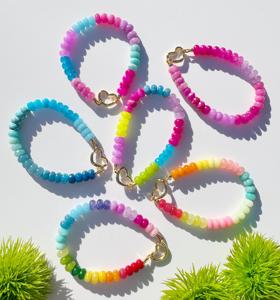 Bracelet à perles arc-en-<span class=keywords><strong>ciel</strong></span> avec fermoir cœur, bijou fantaisie en jade et pierres précieuses, idéal pour l'été, pour femmes et jeunes filles - Product Image 1