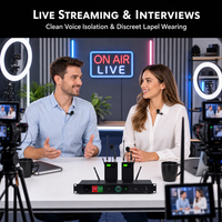 Système de microphone cravate sans fil à double canal avec écran couleur TFT HD, pour diffusion en direct, interviews et vlogging