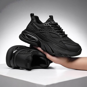 Chaussures pour hommes, style baskets, respirantes, en mesh, à semelle épaisse, à tige haute, noires, décontractées, sportives, best-seller du printemps - Product Image 3
