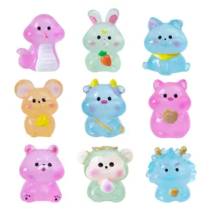 HY paisaje lindo brilla en la oscuridad 12 Zodiaco dragón muñeca Decoración Accesorios coche escritorio widgets