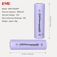 Batería de Litio EVE 21700 40p, Batería de Iones de Litio Cilíndrica de 4000 mAh para Altavoz Portátil, Radio, Cámara Digital