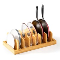 Étagère de rangement debout en bambou non pliable pour la cuisine, porte-vaisselle, porte-bol, un seul niveau, durable, durable, sans perçage