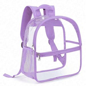 BESTELLA Clear PVC <b>Backpack</b> for <b>Students</b> Large Capacity Transparent with Zipper Side Pocket Simple Schoolbag Outdoor - Product Image 4