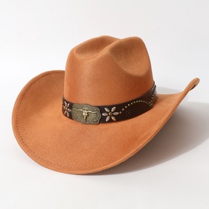 Chapeau de cowboy pour femmes et hommes, chapeau de cowboy occidental Fedora en feutre à large bord, parfait pour les costumes de cowboy et les activités de plein air - Product Image 3