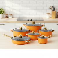 Batterie de cuisine chinoise moderne à induction de 12 pièces en acier inoxydable Marmites durables pour la maison Poêle simple en granit anodisé dur