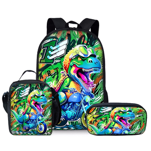 Dinosauro fresco tre pezzi <span class=keywords><strong>zaini</strong></span> per ragazzo/ragazze migliori regali 3D Cartoon zainetto per bambini alla moda impermeabile - Product Image 6