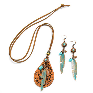 Parure Bohème Feuille en Alliage Plaqué Bronze Antique Collier et Boucles d'Oreilles pour Femme – Idéale pour Soirées et Tendances - Product Image 5