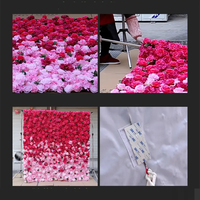 Décoration de mariage : Mur de fleurs artificielles en soie dégradées, toile de fond murale de fleurs rouge et rose vif pour la décoration de mariage