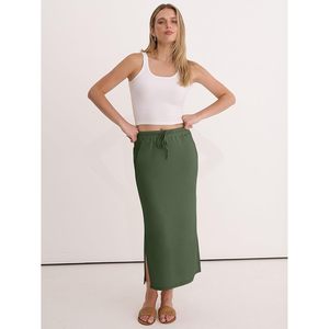 Jupe longue femme FOXA taille haute avec cordon de serrage, coupe droite, décontractée, idéale pour l'été, le bureau et les sorties du week-end - Product Image 2