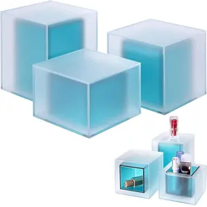 3 Pcs Acrylic Rectangle Display Cubes Stand Risers for Collectibles Watches Jewelry Perfume Craft Stone for Oiffce Bedroom Store