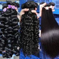 Hair 32 34 36 38 40 Raw Indian Hair Double Weft Bundles Cuticle Aligned Virgin Remy Hair Weave Peruvian Human Hair Extensions Vendor