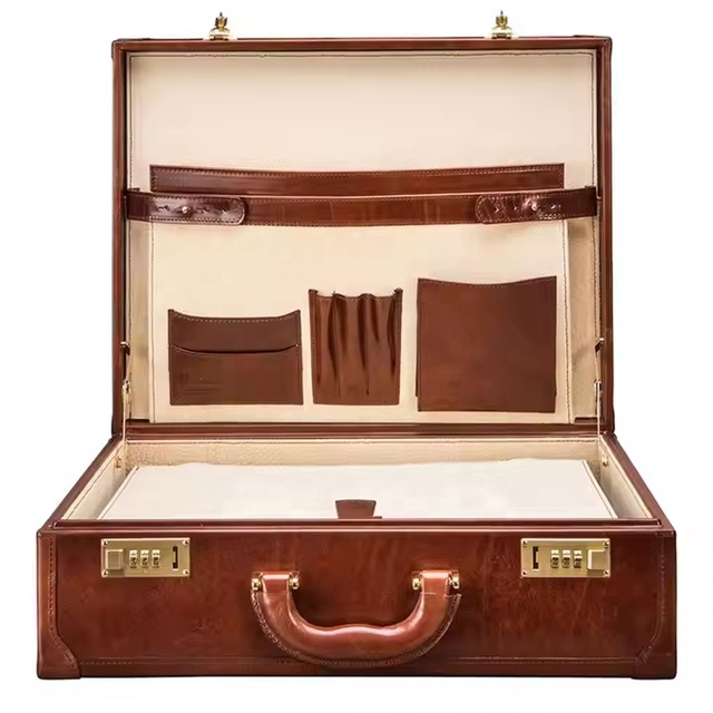 Custom Luxury Leather Briefcase for Men Key Vip Gift Waterproof Storage Hard Case Anti-Theft Multifunction Business Suitcase