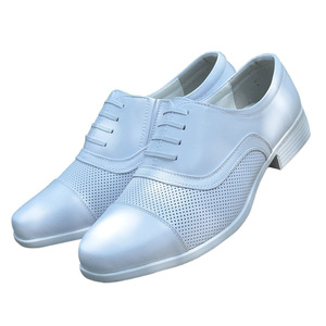 <b>White</b> Leather Formal Dress Shoes Men Pointed Toe Wedding Groom Mesh <b>Lace</b> Up Oxford Style - Product Image 5
