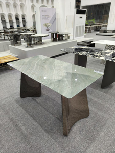 Muebles de lujo personalizados piedra verde claro elegante comedor Mesa de Piedra de mármol natural muebles de piedra de primera calidad para <span class=keywords><strong>hotel</strong></span> y hogar - Product Image 3