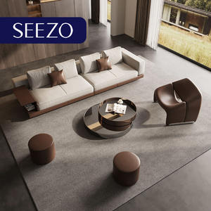 โซฟาหนังสีเบจคุณภาพสูงสำหรับห้องนอนและห้องรับประทานอาหาร เฟอร์นิเจอร์ห้องนั่งเล่นสำหรับบ้านและโรงแรมหรู ขายดีที่สุด - Product Image 3